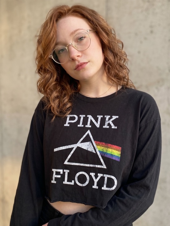 Pink Floyd Tops - ▪️ Pink Floyd • Vintage Black Graphic Cropped Long Sleeve Shirt • Women’s XL